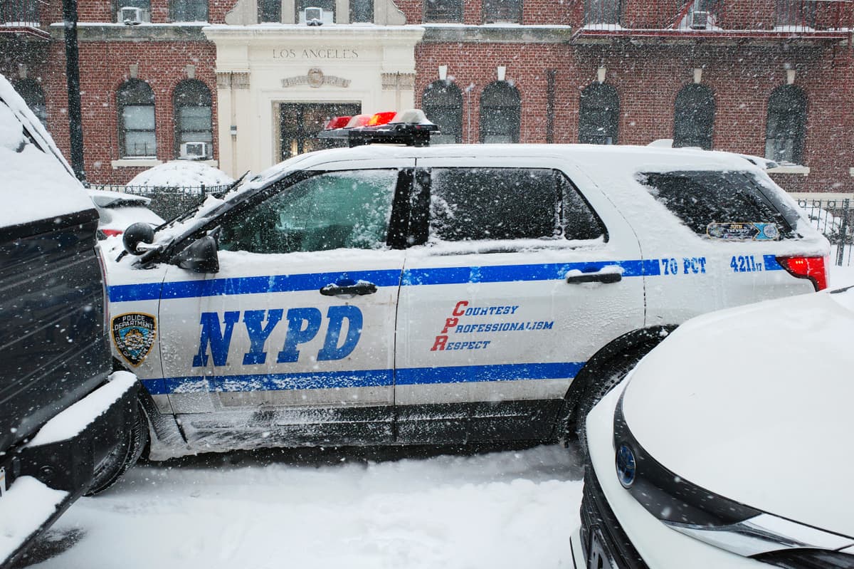 The NYPD in winter.