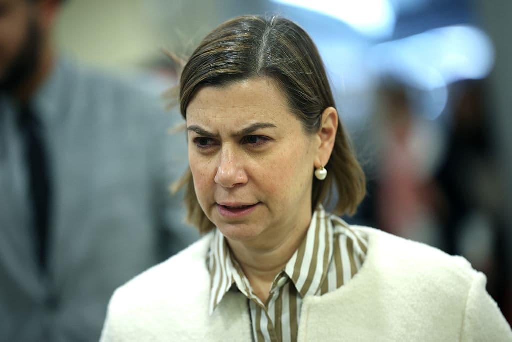 Senator Elissa Slotkin walks to the Senate Chamber as the Senate votes on a series of government funding bills at the Capitol on January 30, 2026 at Washington, DC. 