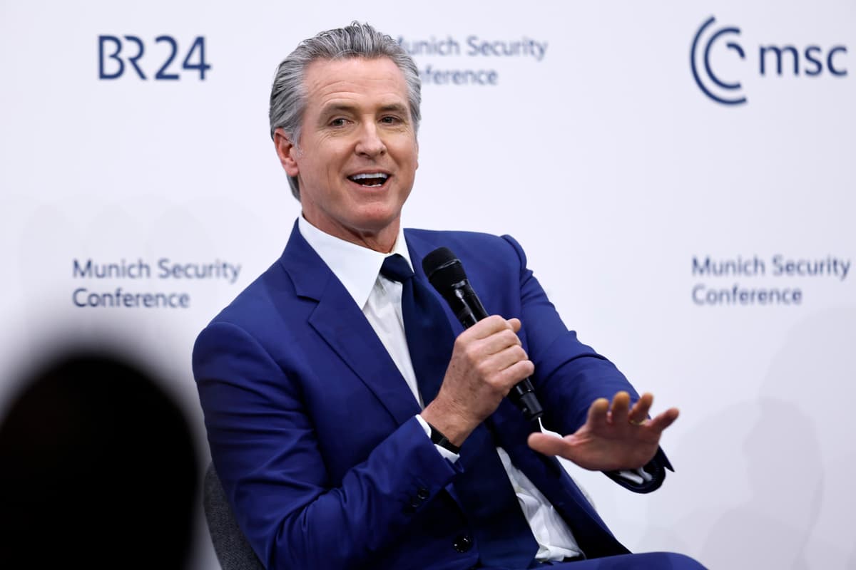 Governor Gavin Newsom at the Munich Security Conference on February 13, 2026. 