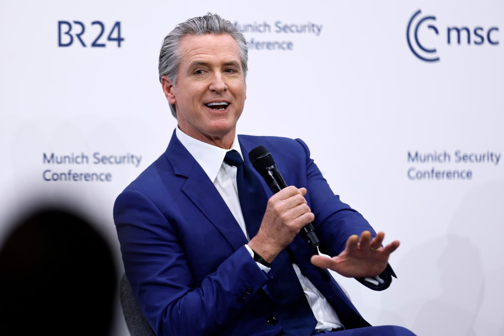 Governor Gavin Newsom at the Munich Security Conference on February 13, 2026. 