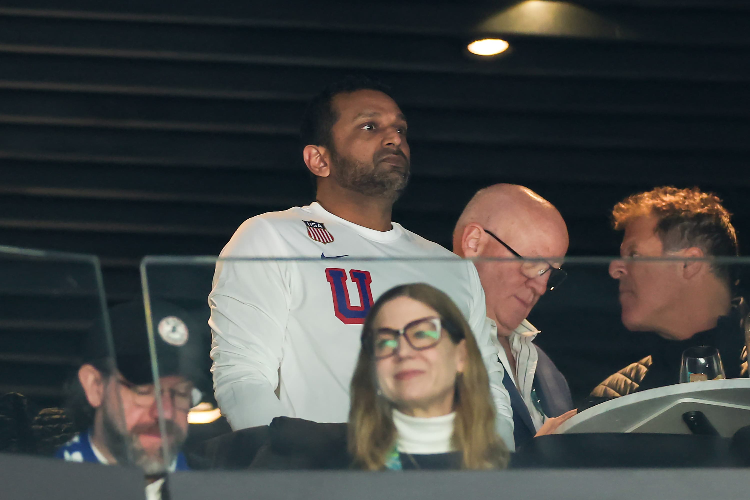 Federal Bureau of Investigation Director Kash Patel looks on prior to the Men's Gold Medal match between Canada and the United States on day 16 of the Milano Cortina 2026 Winter Olympic games at Milano Santagiulia Ice Hockey Arena on February 22, 2026 in Milan, Italy. 