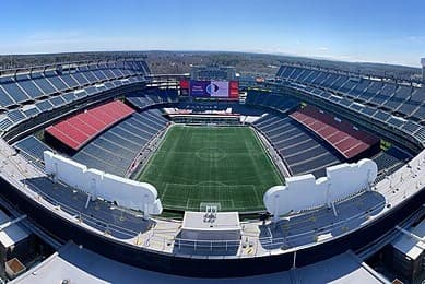 Gillette Stadium at Foxborough, Massachusetts, site of planned World Cup 2026 matches, is seen on March 15, 2025.