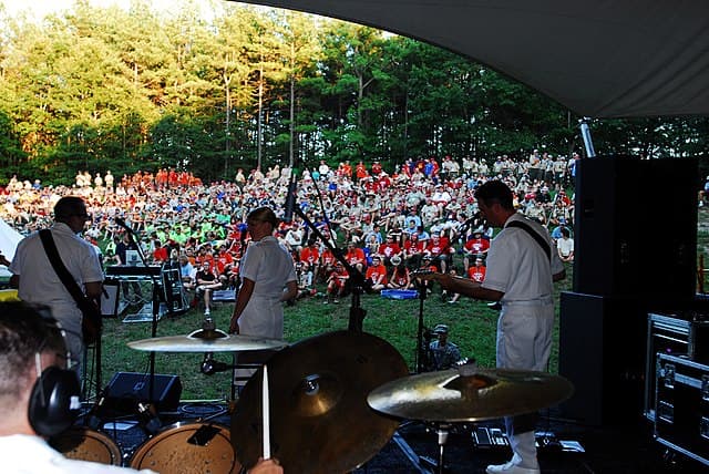 A Navy band performs at the 2010 National Scout Jamboree at Fort A.P. Hill, Virginia, on July 24, 2010.