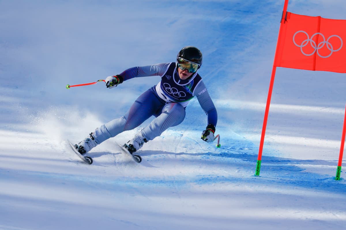 Russian skier Julia Pleshkova competes as  an Individual Neutral Athlete during the Winter Olympics at Cortina d'Ampezzo, Italy, on February 8, 2026.