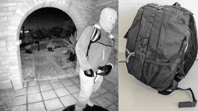The backpack the FBI think is the type used by the suspect (R).