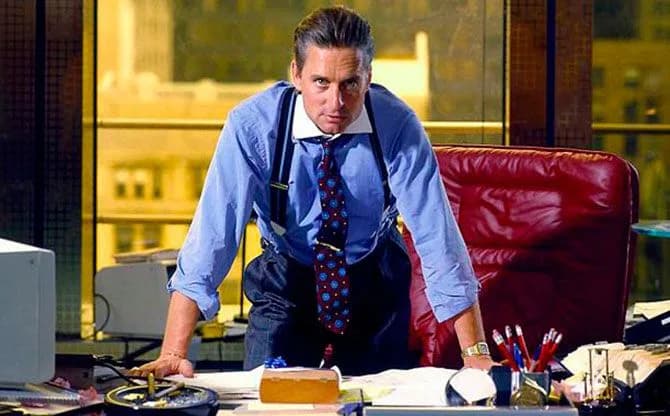 Michael Douglas is seen in the classic film, 'Wall Street.' 