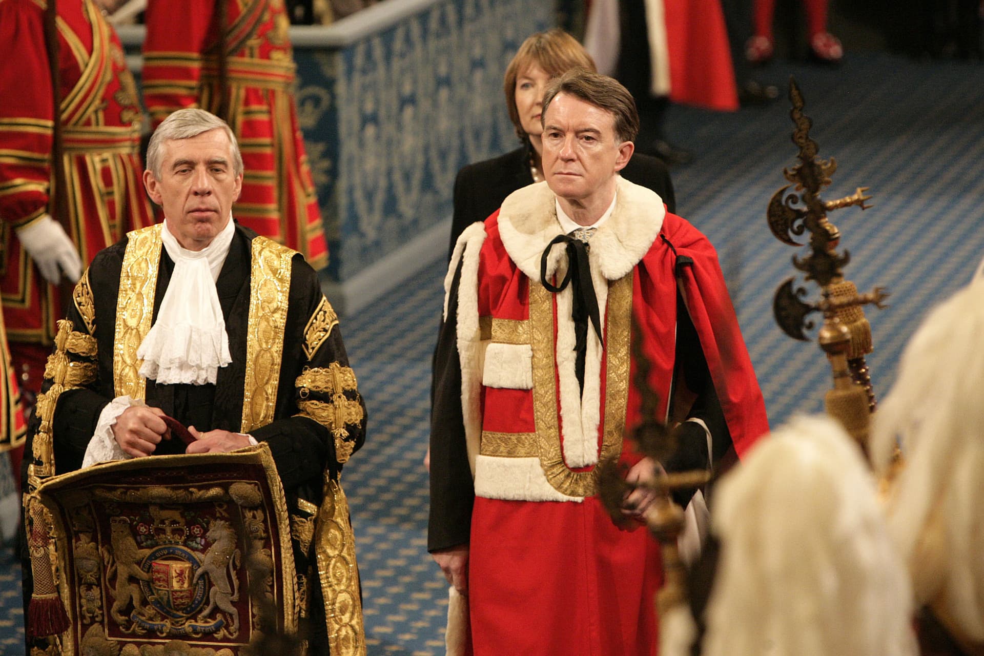 Lord Peter Mandelson, center, attends the opening of parliament on November 18, 2009 at London.