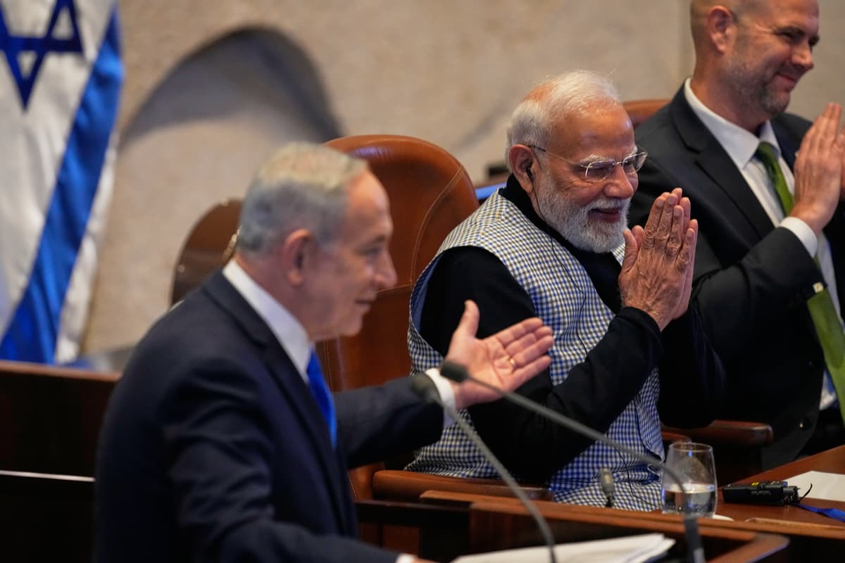 India's Prime Minister, Narendra Modi, and Israel's Prime Minister, Benjamin Netanyahu, address lawmakers in the Knesset.