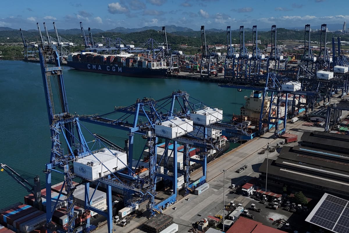 Cranes load a cargo ship at Panama Canal's Port of Balboa, managed by CK Hutchison Holdings, January 30, 2026. 