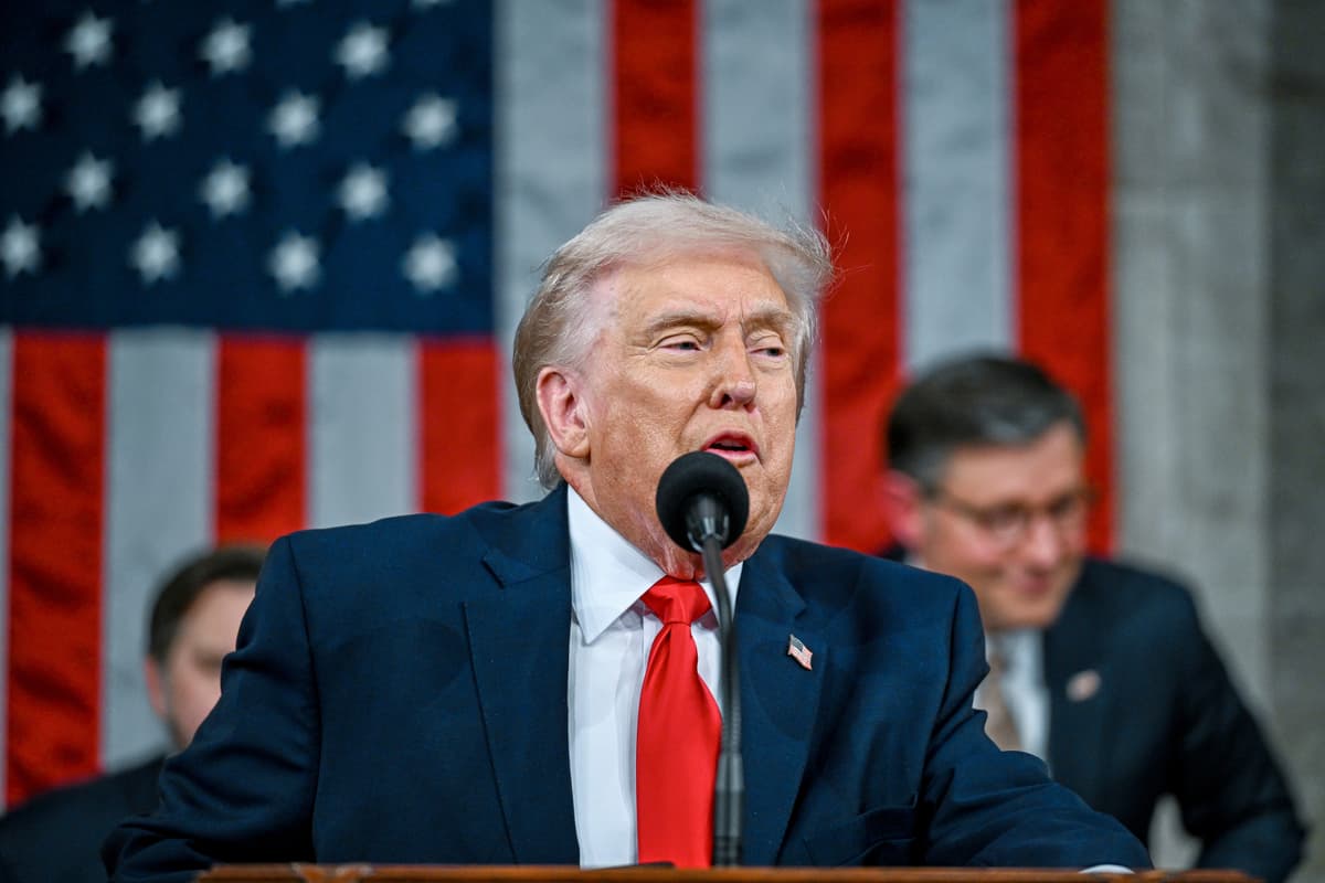 President Trump delivers the State of the Union address to a joint session of Congress in the House chamber at the U.S. Capitol in Washington, February 24, 2026. 