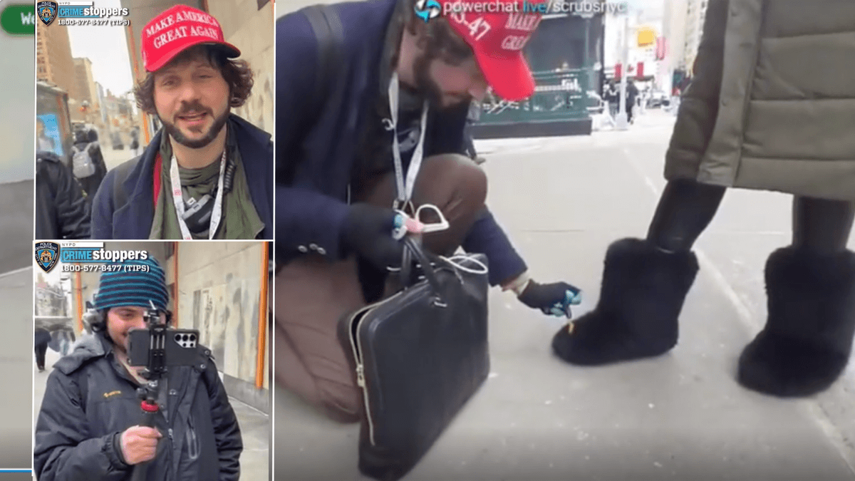 The two internet pranksters who were arrested are shown during the incident.