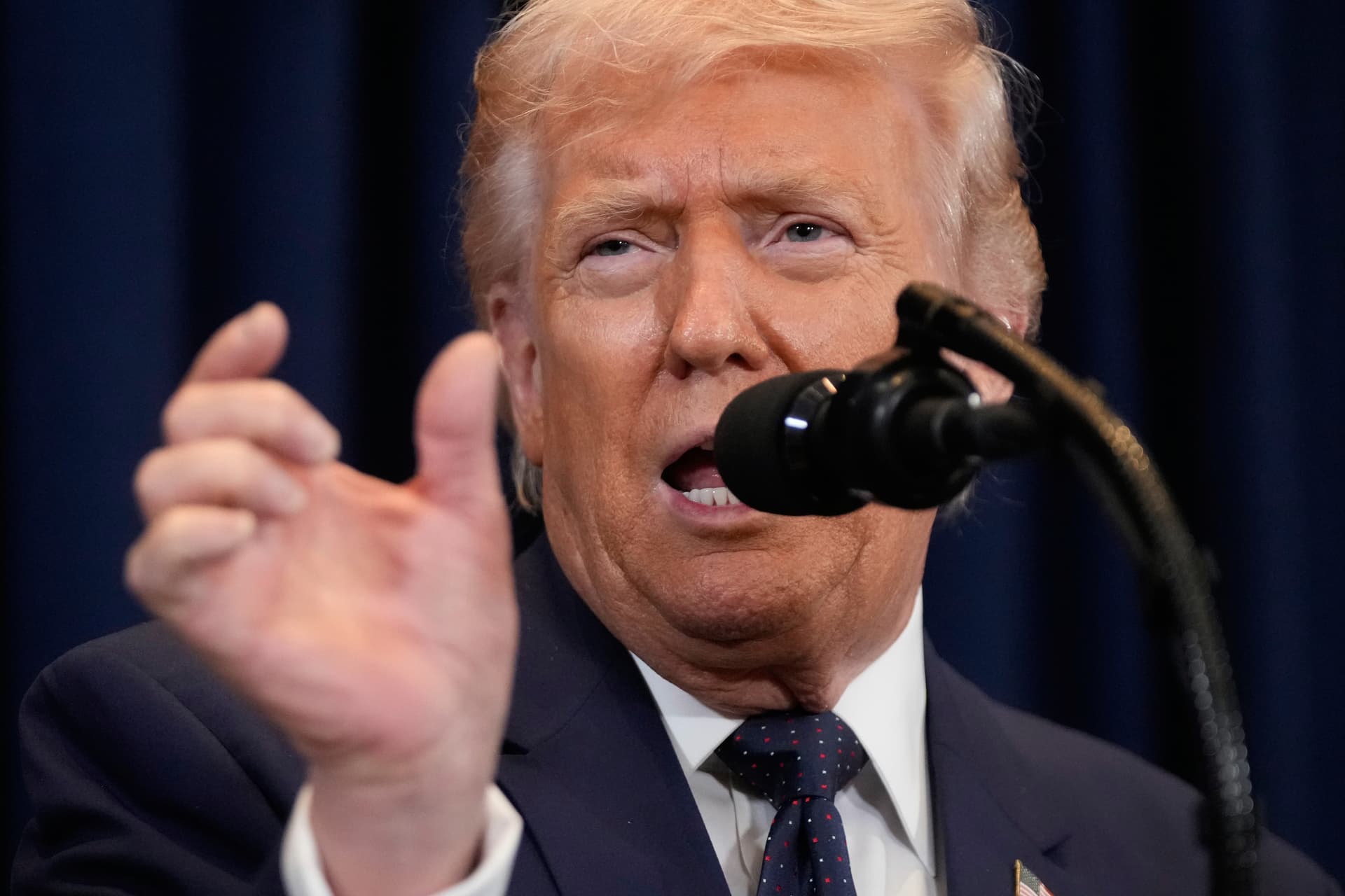 President Trump speaks at a news conference, March 9, 2026, at Trump National Doral Miami in Doral, Florida.