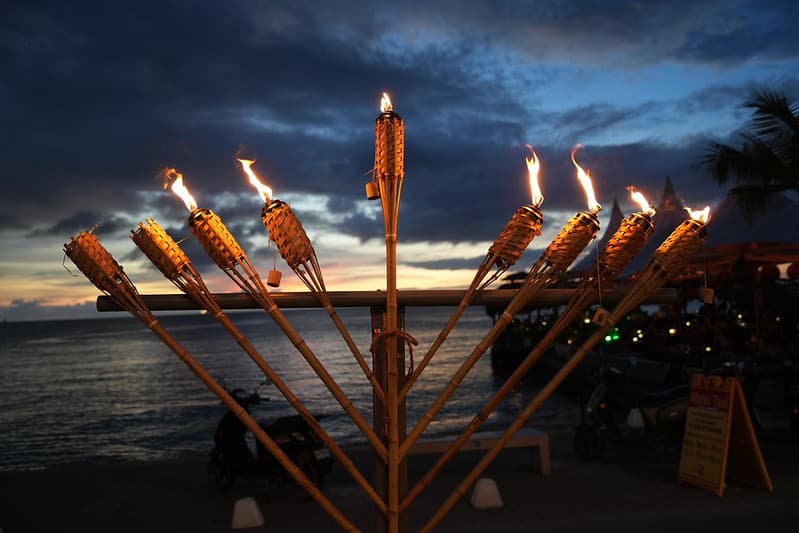 A Chabad menorah at Willemstad, Curacao, 2026.