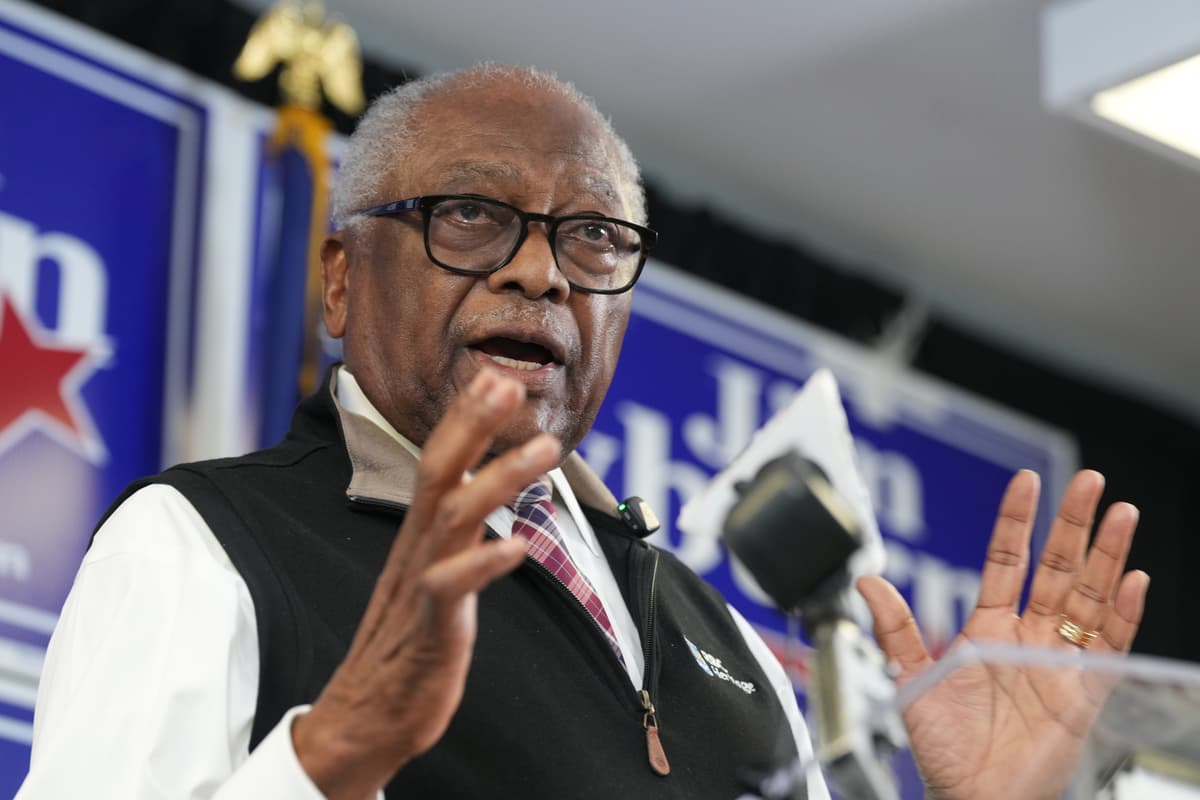 Representative James Clyburn of South Carolina announces his intention to seek an 18th U.S. House term at Columbia, South Carolina, on March 12, 2026.