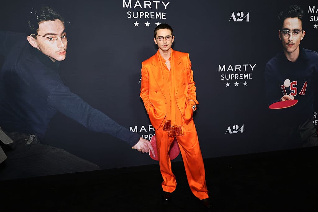  Timothée Chalamet at the New York premiere of 'Marty Supreme.'