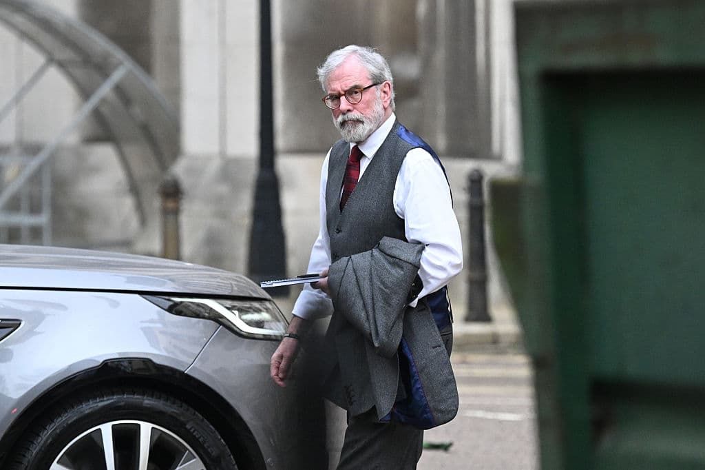 Sinn Fein Leader Gerry Adams leaves The Royal Courts of Justice on March 9, 2026 at London.