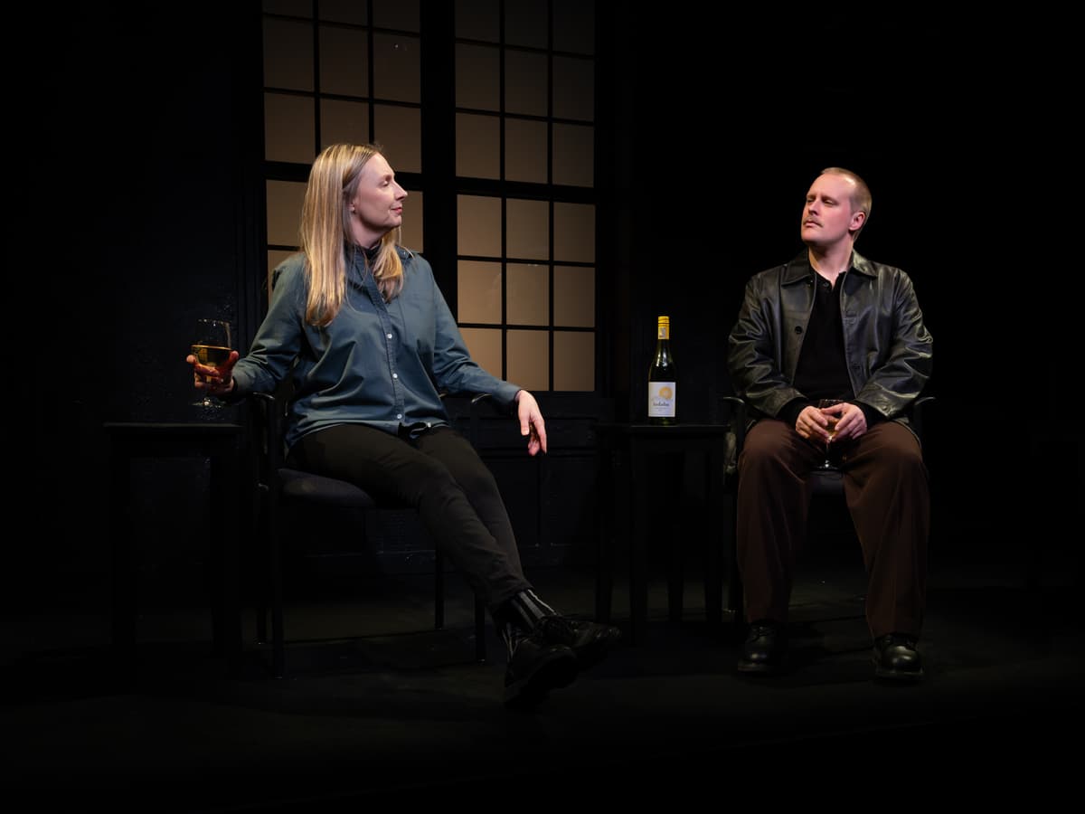 Hope Davis and John Early in 'What We Did Before Our Moth Times.'