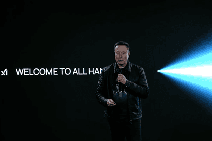 Elon Musk, founder of xAI, recounts highlights of the company’s first 30 months during an “all hands” presentation for staff on February 10, 2026.
