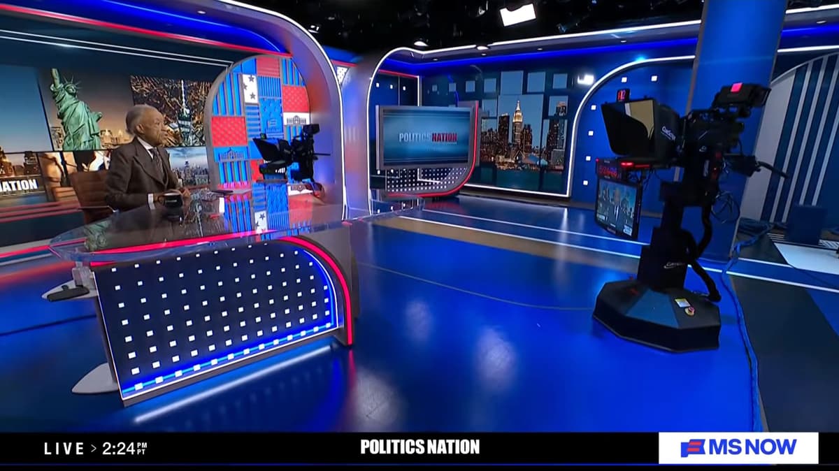 The Reverend Al Sharpton, an MS NOW mainstay, is seen on the set.