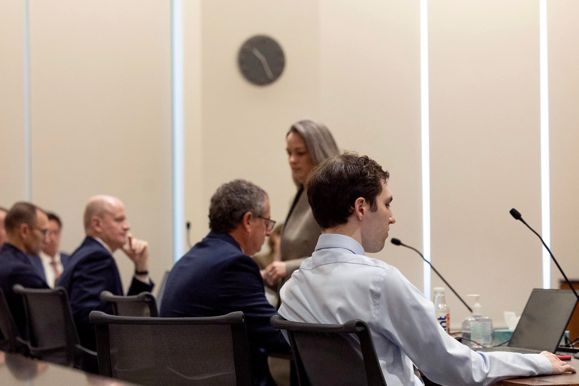 Prosecuting and defense attorneys and defendant Tyler Robinson, right, accused in the fatal shooting of Charlie Kirk, attend a hearing at Provo, Utah, on March. 13, 2026.