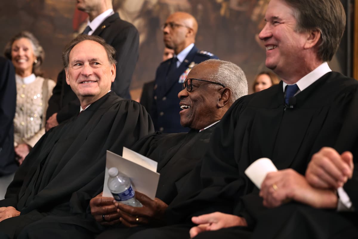 Left to right: Justices Samuel Alito, Clarence Thomas, and Brett Kavanaugh, at the Capitol on January 20, 2025.