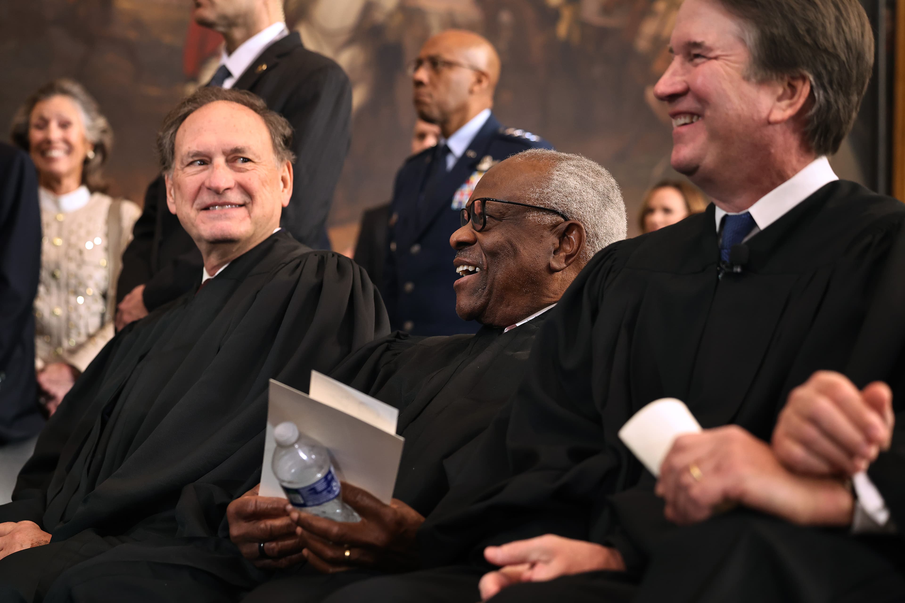 Left to right: Justices Samuel Alito, Clarence Thomas, and Brett Kavanaugh at the Capitol on January 20, 2025.