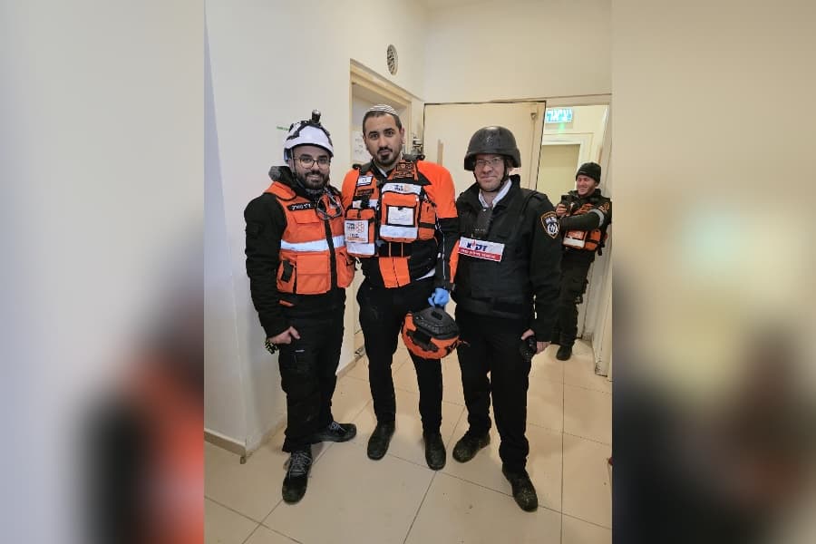 Dr. Tarek Abu Arar (left) with other emergency first responders from Zaka and Hatzalah.