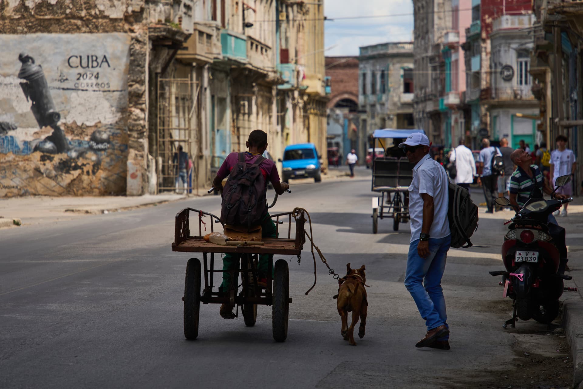 A man rides a tricycle during a blackout in Havana, Cuba, Monday, March 16, 2026.