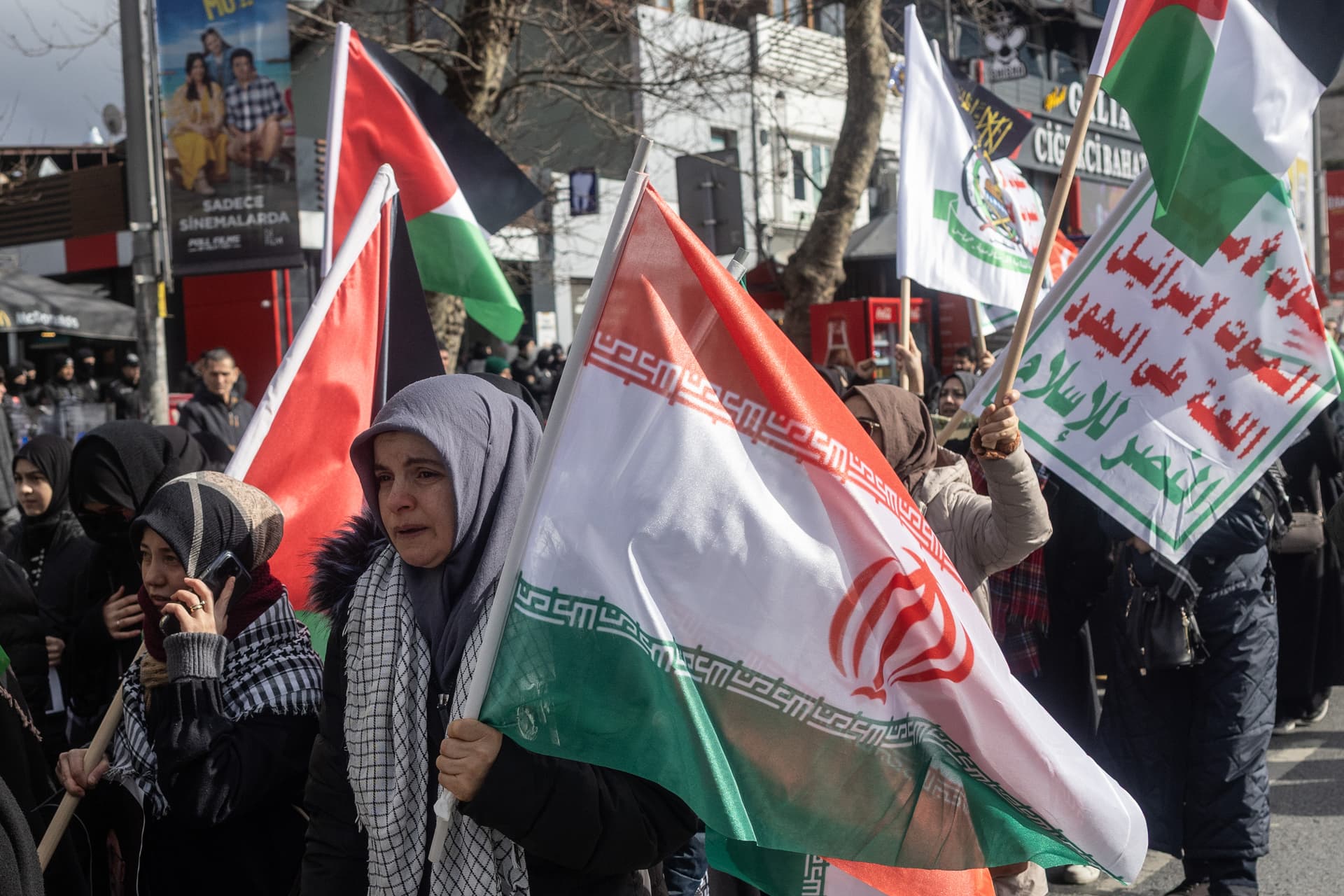 A Iranian pro-government rally held near the Israeli consulate on March 1, 2026 at Istanbul. 