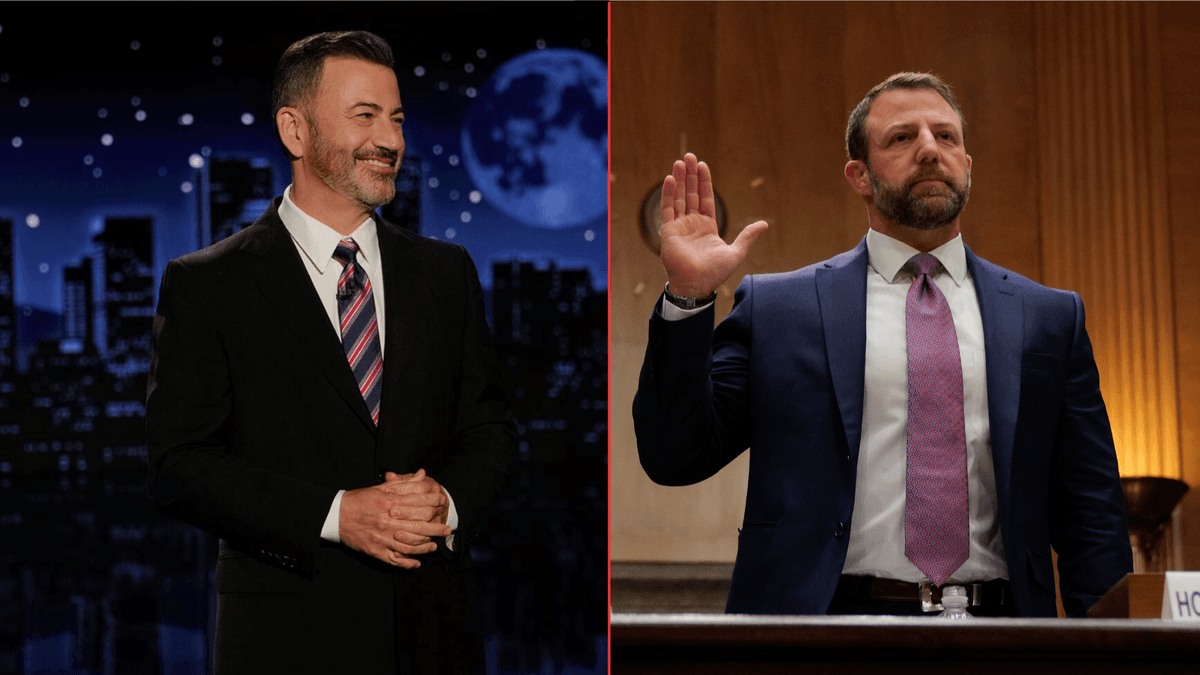 Jimmy Kimmel (L) is being denounced for making fun of Markwayne Mullin (R) for being a former plumber.