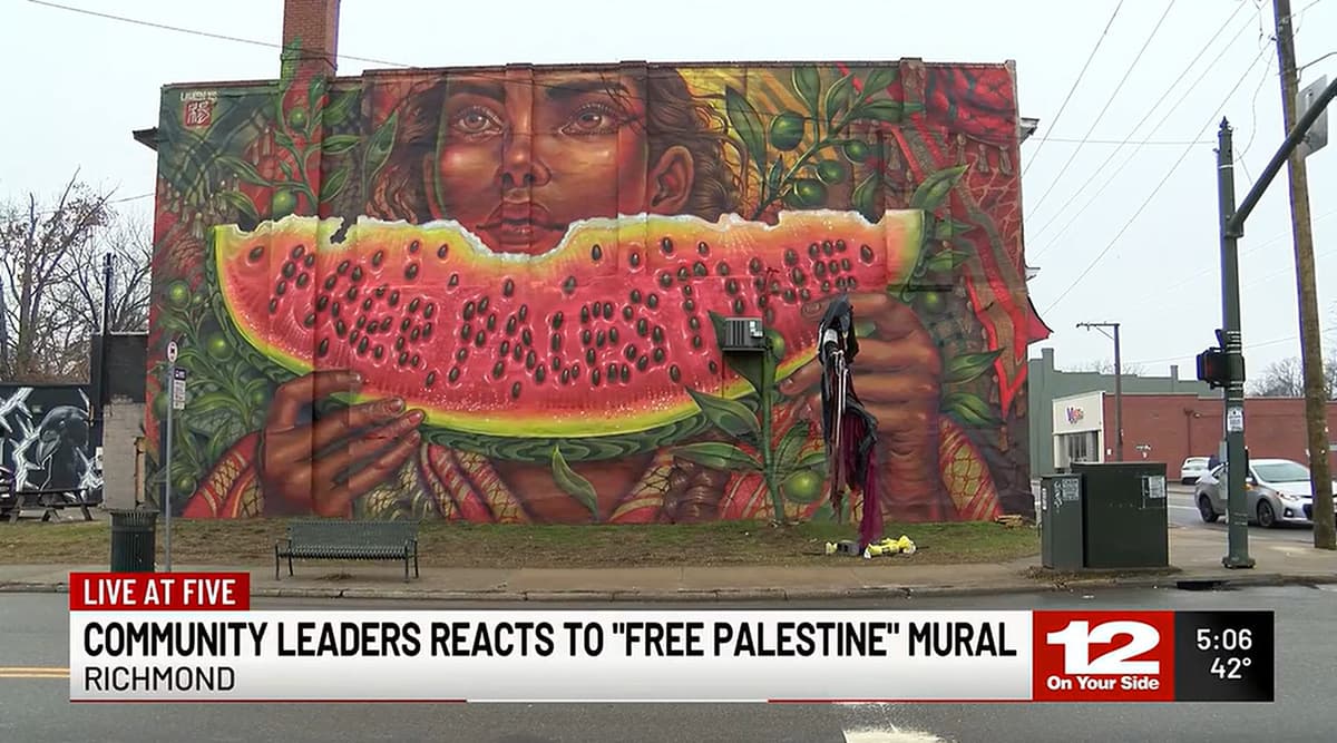 Pro-Palestinian mural that has offended some residents of a Richmond, Virginia Black neighborhood.