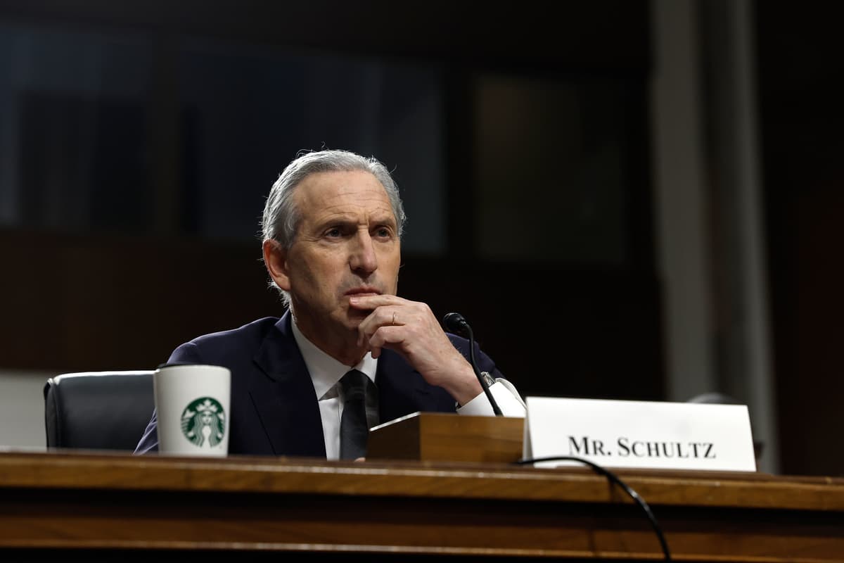 Former Starbucks chief executive Howard Schultz testifies before the Senate Health, Education, Labor, and Pensions Committee.