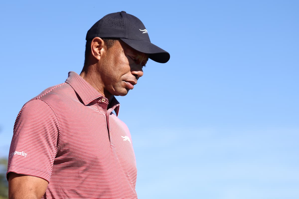 Tiger Woods looks on from the 18th green during the final round of The Genesis Invitational 2026 at Riviera Country Club on February 22, 2026 in Pacific Palisades, California. 