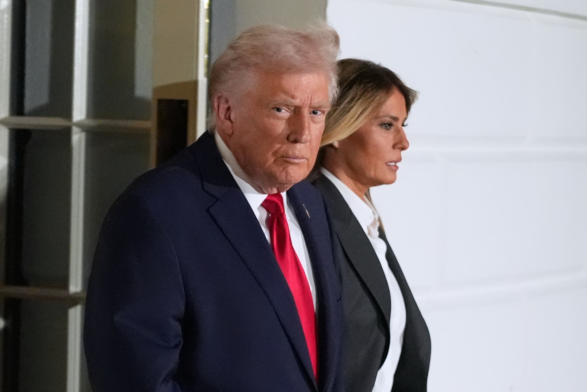 President Trump and the first lady, Melania Trump, outside the White House, February 24, 2026.