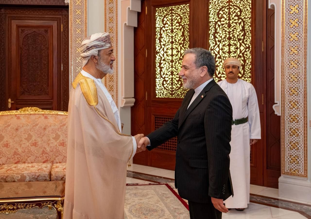 Iran's foreign minister, Abbas Araghchi, meets with Oman's foreign minister, Badr bin Hamad Al Busaid, in Muscat on April 25, 2026. 