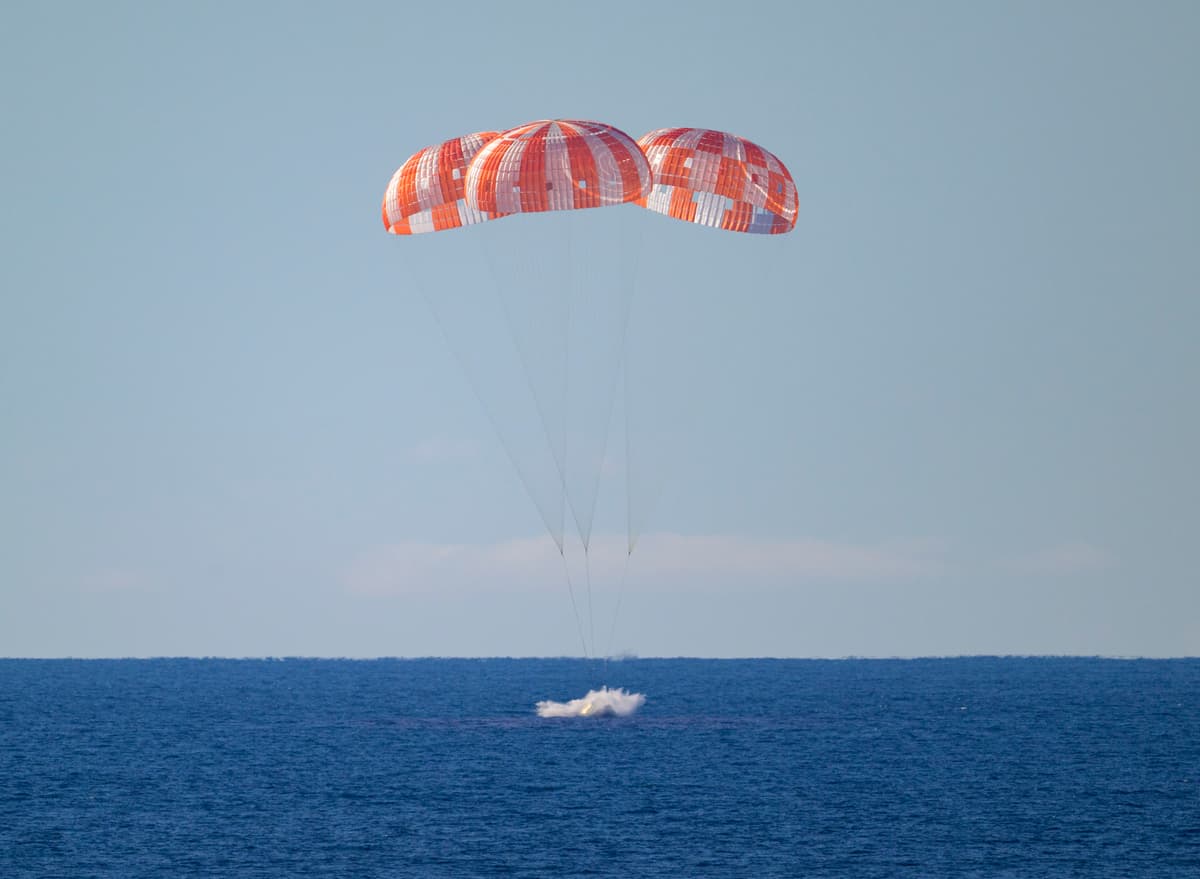 Artemis II splashes down in the Pacific Ocean off the coast of California on April 10, 2026. Bill Ingalls/NASA via Getty Images