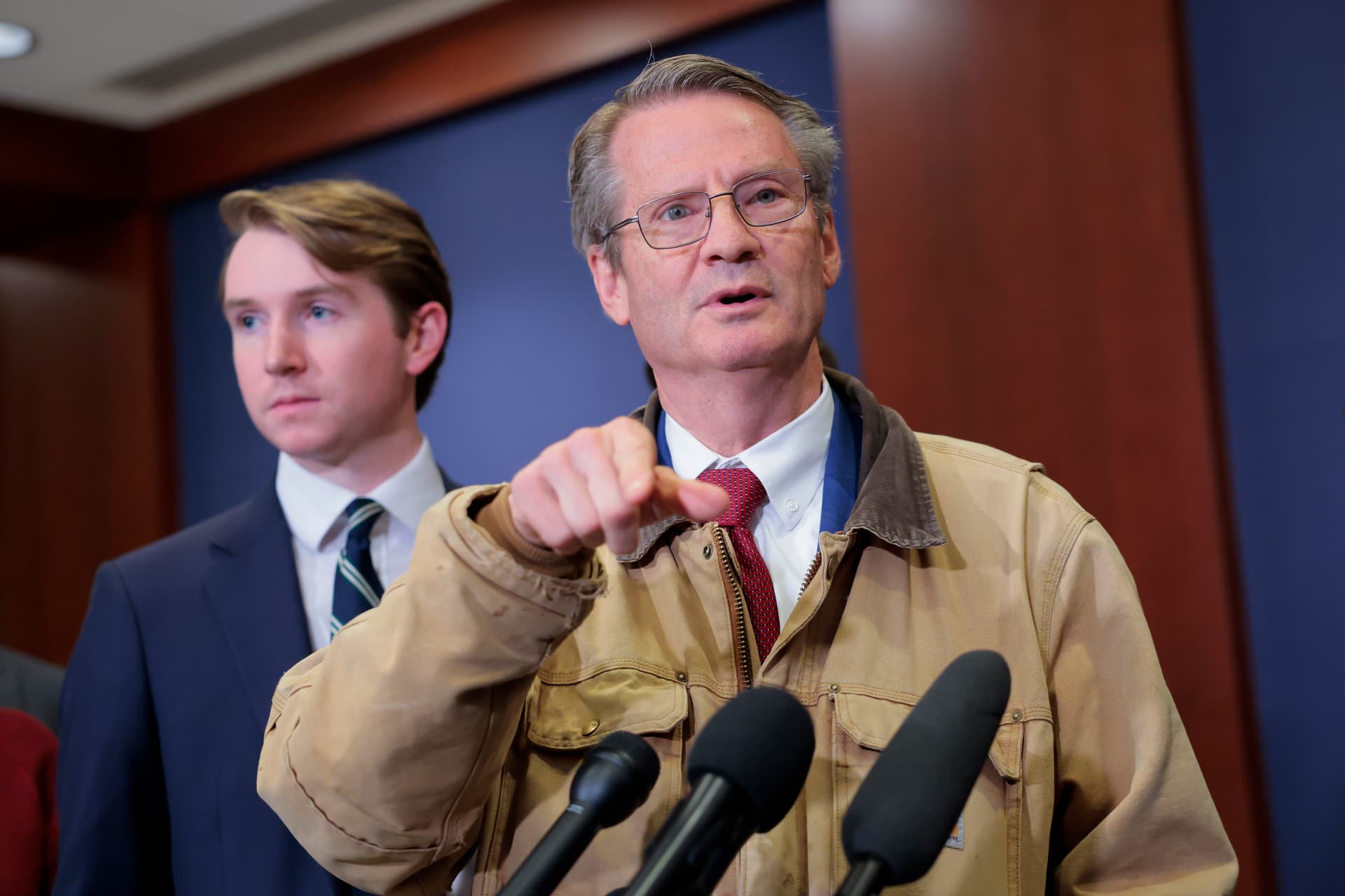 Representative Tim Burchett speaks to the media after attending congressional briefings on Iran at the U.S. Capitol on March 3, 2026.