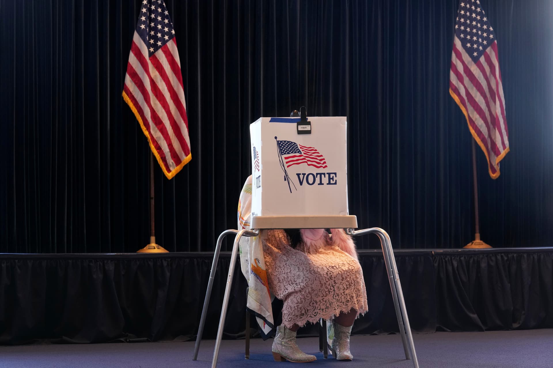 A voter prepares a ballot at a polling place at the Ronald Reagan Presidential Library on Election Day, Tuesday, Nov. 5, 2024, in Simi Valley, California. Chris Pizzello, AP

