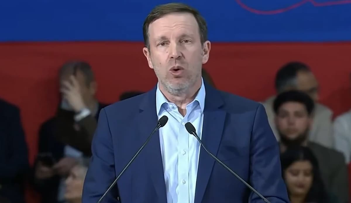 Senator Chris Murphy speaks at the Global Progressive Summit at Barcelona on April 18, 2026.