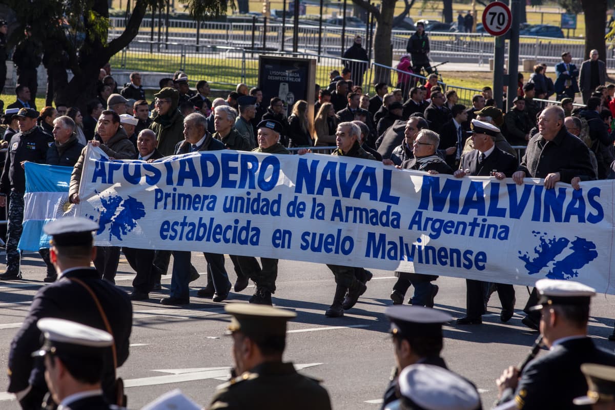 Veterans of the Falklands war, known in Argentina as the Malvinas war, take part in an Independence Day parade at Buenos Aires on July 9, 2024.