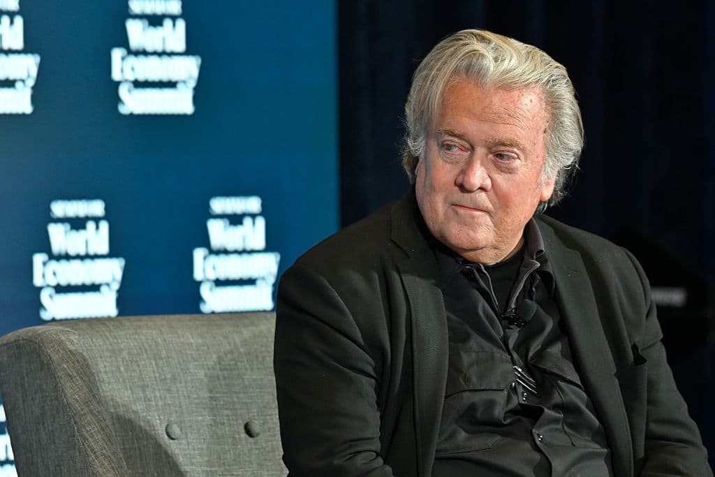 Steve Bannon, Chief Strategist to the 45th President; Founder and Host of Bannon's WarRoom speaks on stage on April 23, 2025 at Washington, DC. 