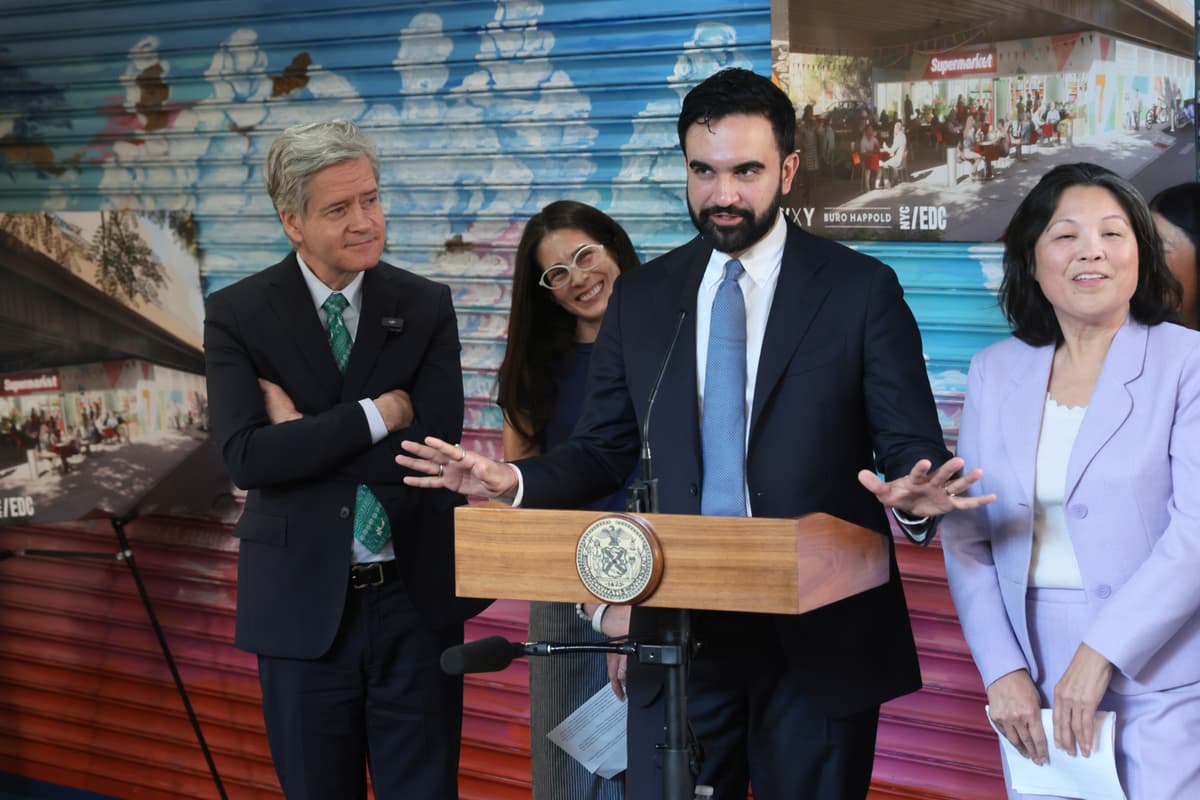 Mayor Zohran Mamdani announces a city-run grocery store, La Marqueta, at East Harlem on April 14, 2026.