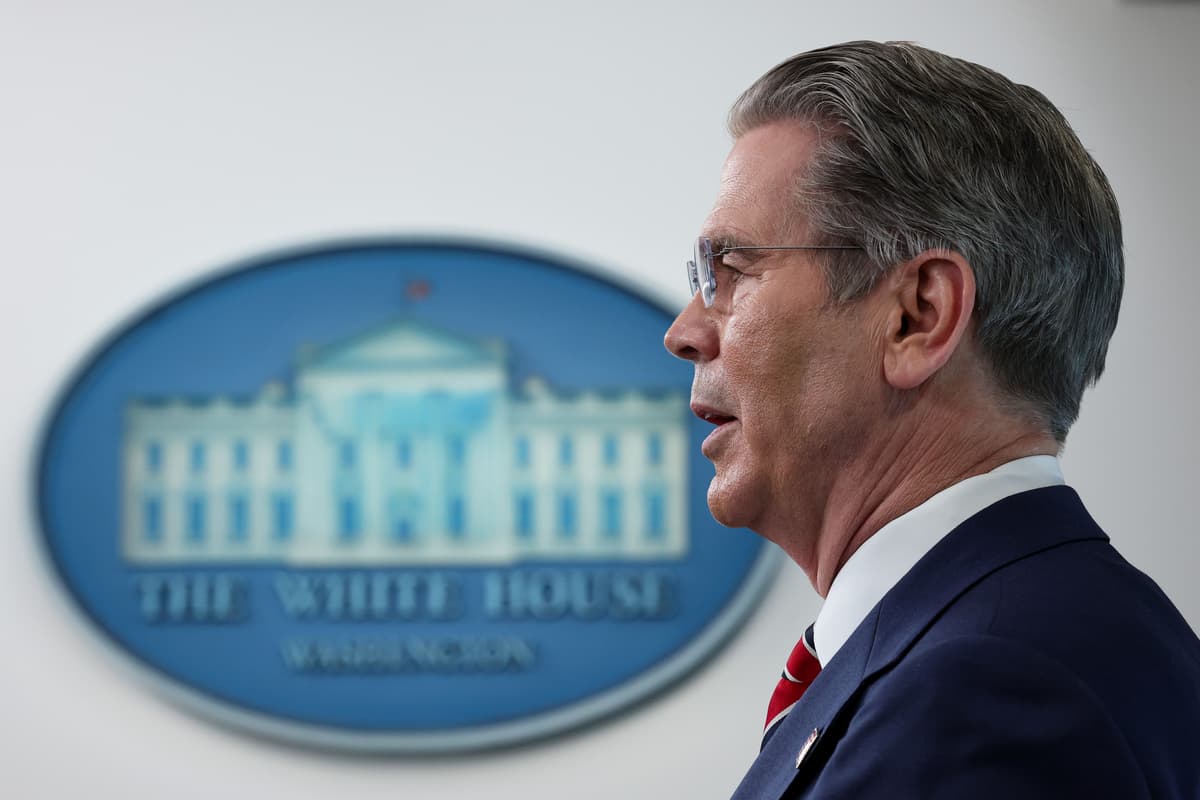 Treasury Secretary Scott Bessent speaks during a news briefing at the White House on April 15, 2026.