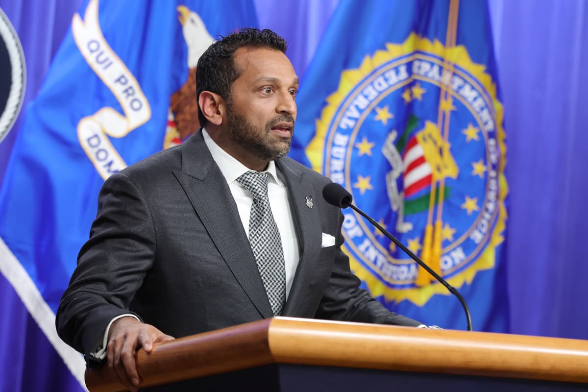 Federal Bureau of Investigation (FBI) Director Kash Patel speaks alongside Acting U.S. Attorney General Todd Blanche during a news conference at the at the Robert F. Kennedy Department of Justice building on April 21, 2026 in Washington, DC.  