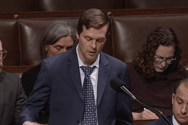 Congressman Jared Golden speaks in the House in support of the Protect America's Workforce Act on December 10, 2025.