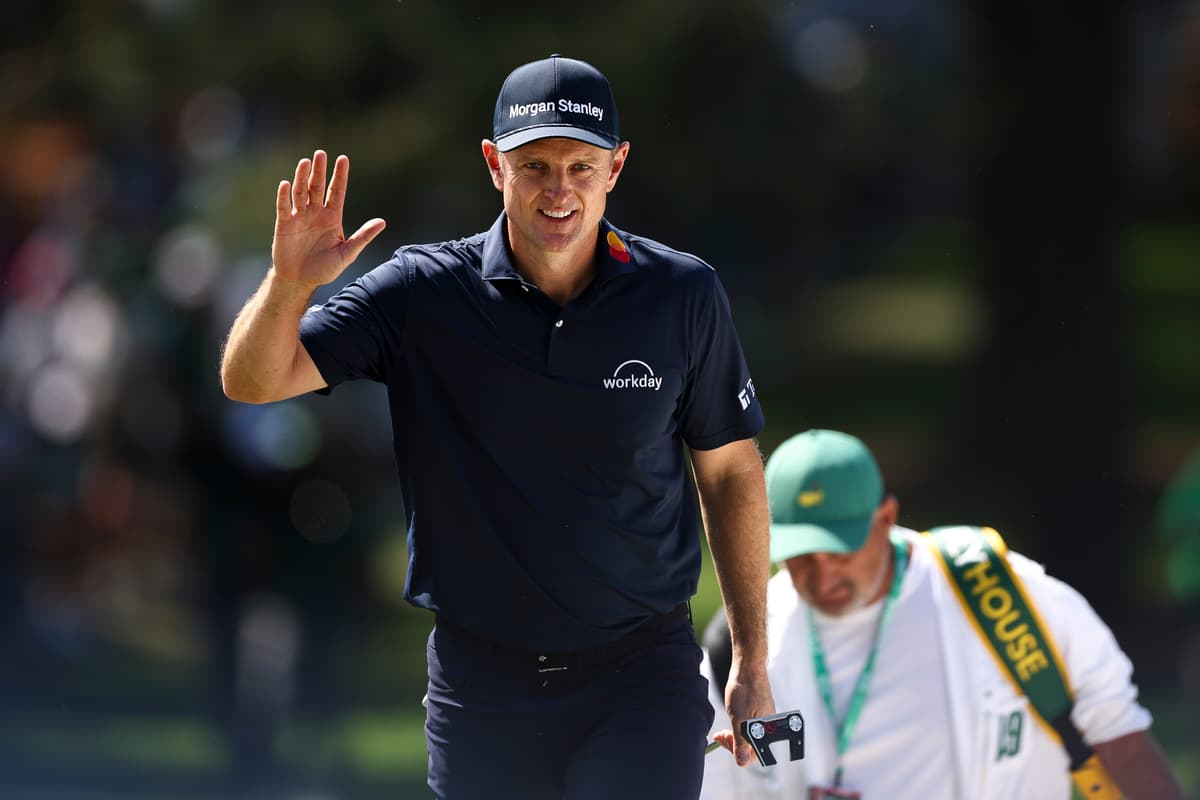 Justin Rose of England, seen here during the 2026 Masters tournament at Augusta, Georgia, will be promoting McLaren’s entry into golf at this weekend’s Cadillac Classic at Miami.