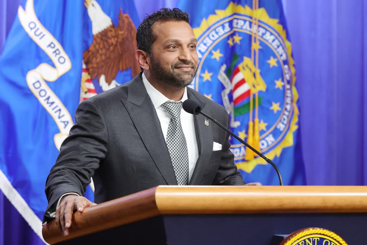 The FBI director, Kash Patel, appears at a news conference at the Department of Justice on April 21, 2026.