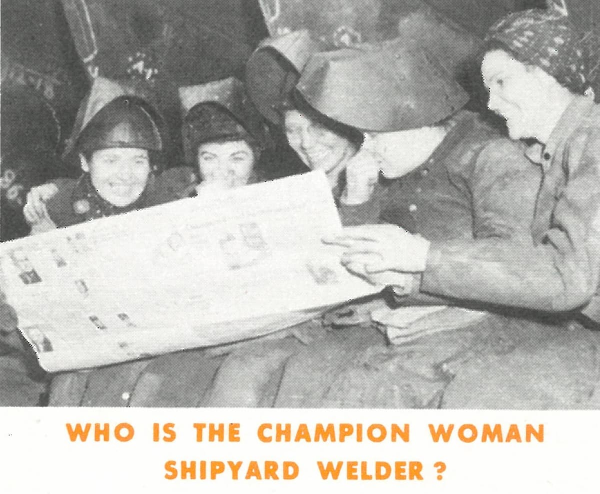 Augusta Clawson with fellow welders.