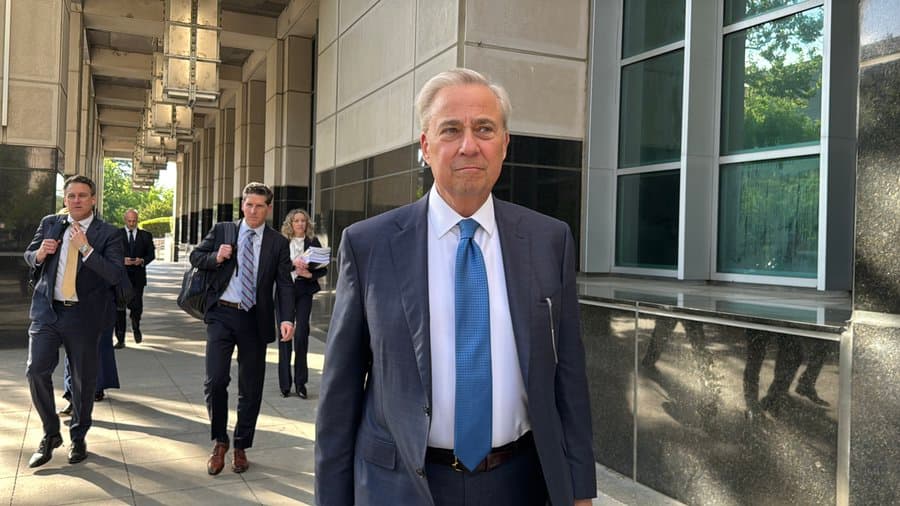 Nexstar CEO Perry Sook leaves the federal courthouse at Sacramento, California after a hearing on a preliminary injunction to block his media company’s acquisition of TEGNA Inc.