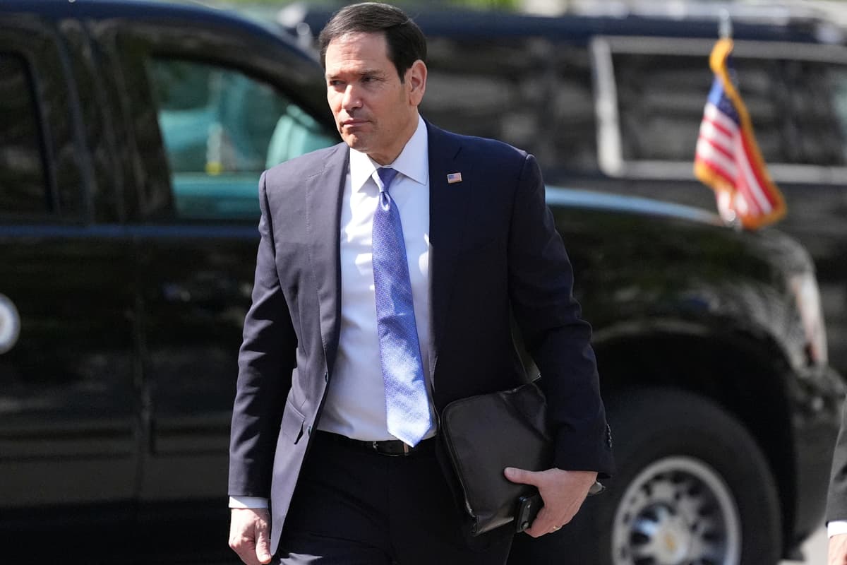 Secretary of State Marco Rubio arrives at the West Wing of the White House on April 23, 2026.